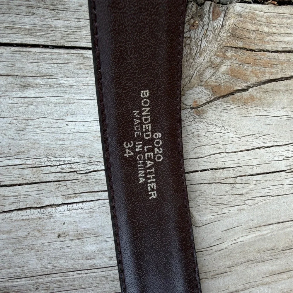 Woven Bonded Leather Belt Mens 34 Brown Ombre Western Braided Texture